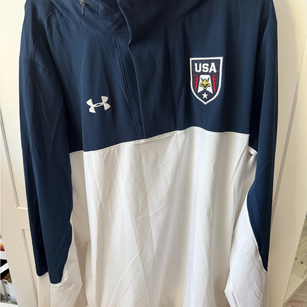 Under Armour Boys Navy & White USA Colorblock Rain Jacket